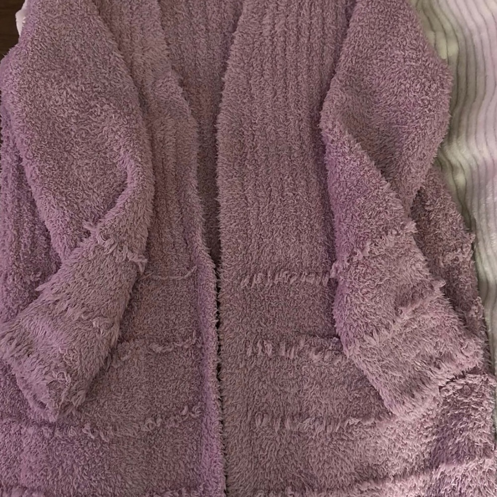 Barefoot Dreams Fuzzy Cozy Chic Boardwalk Cardigan, Mauve, Small